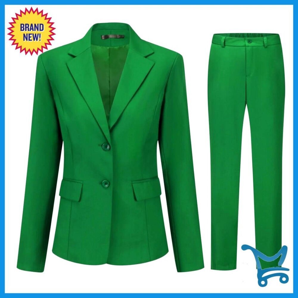 Women's 2-Piece Office Suit Set Long Sleeve Blazer and Pants XS-XXL